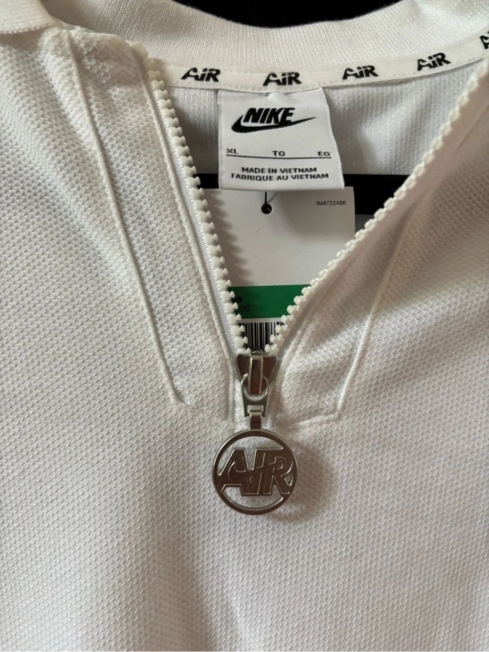 Nike White Cropped Half-Zip Polo Top